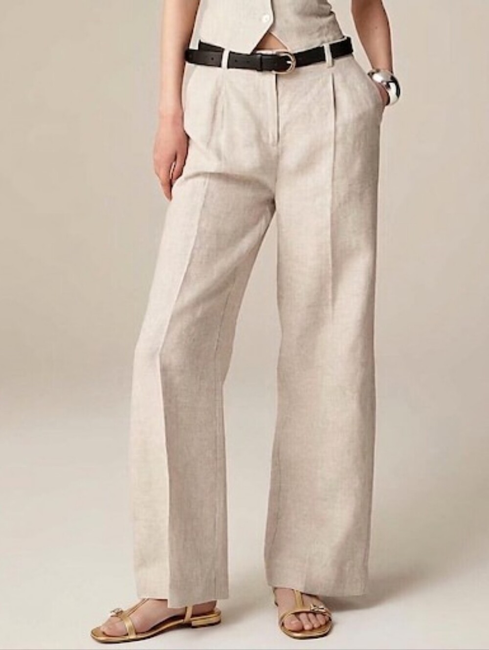 J. Crew Wide Leg Essential Linen Trouser